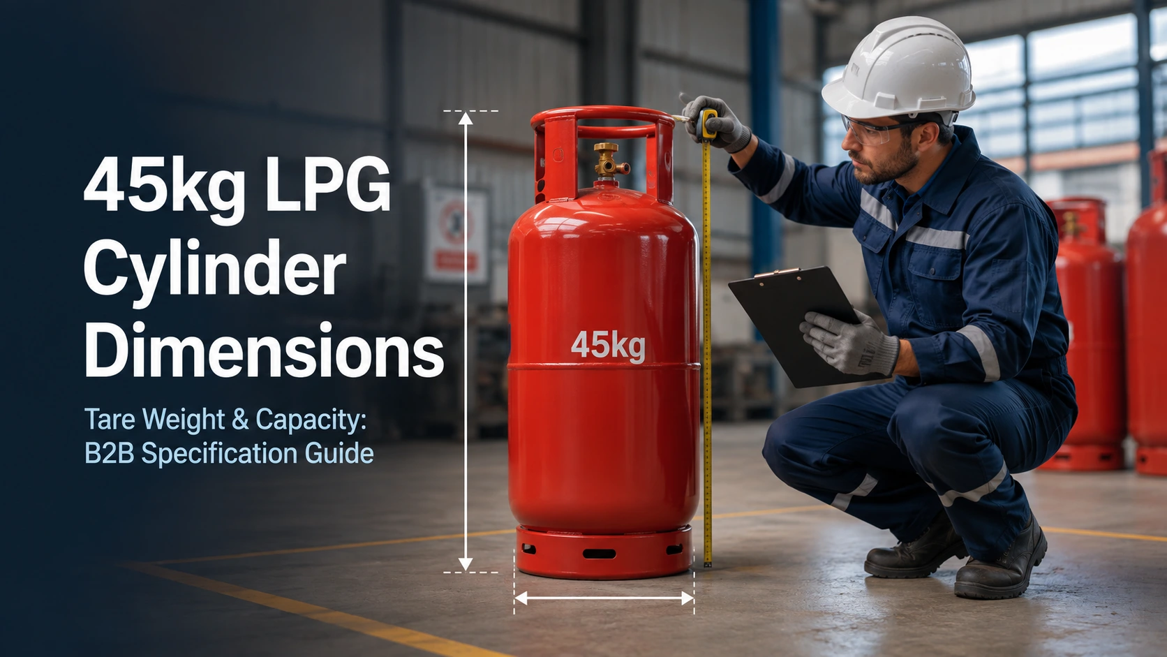 45kg LPG Cylinder Dimensions, Tare Weight & Capacity B2B Specification Guide